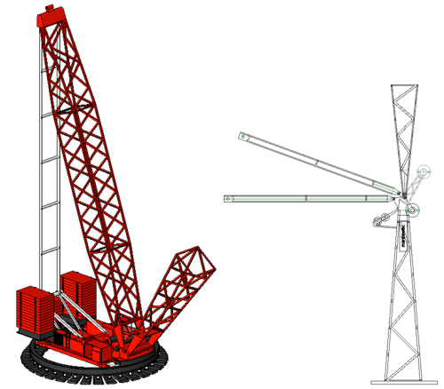 Manitowoc 888 Ringer - Cab and boom base (left) and boom head (right) Manitowoc 888 Ringer - Cab and boom base (left) and boom head (right)