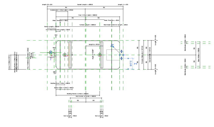Non-Condensing Boiler Revit Family by Andekan – Top View Showing 2D Details