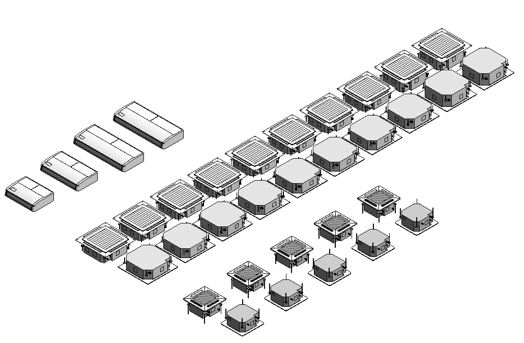 Indoor ceiling-hosted VRF components