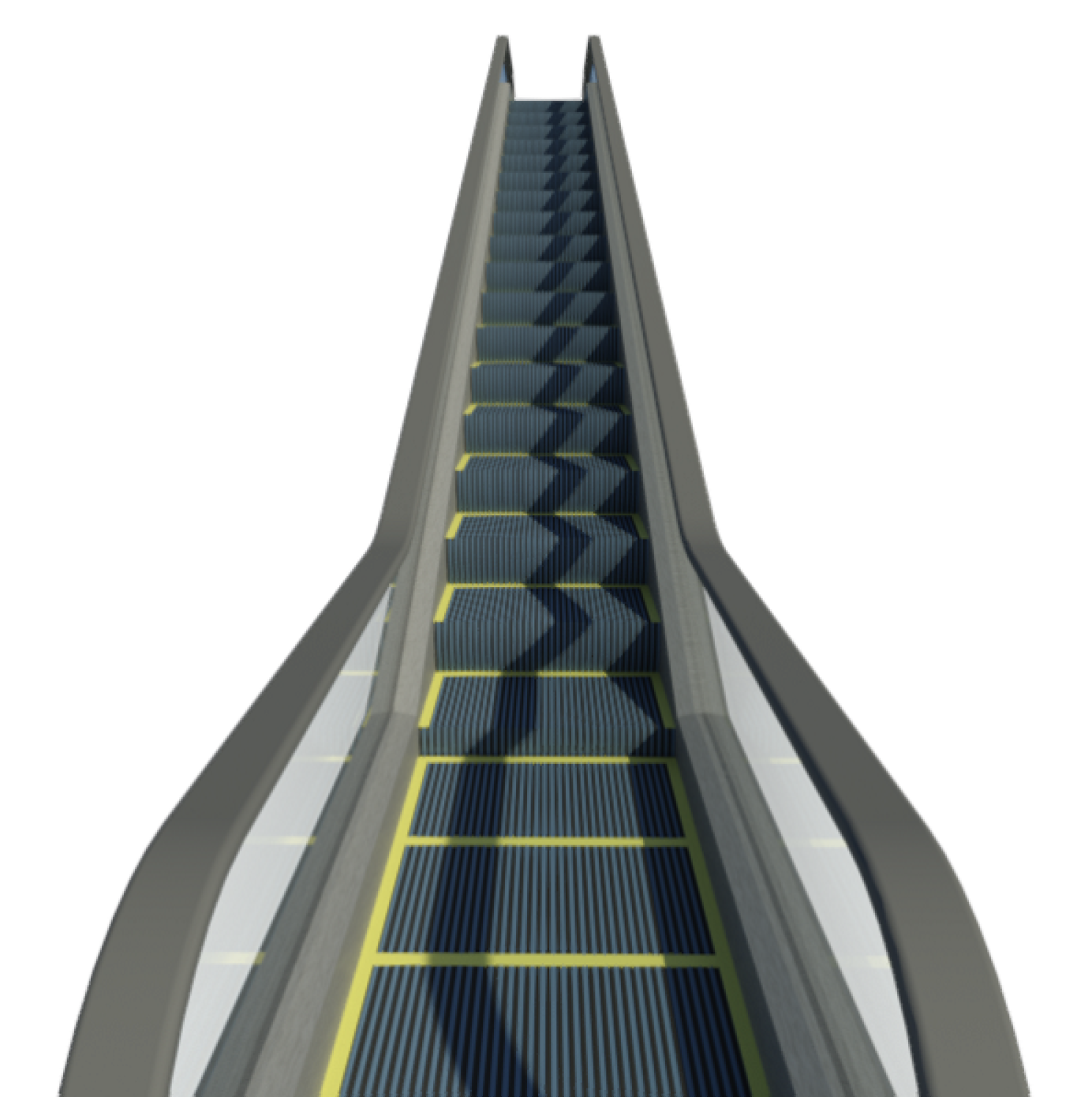 Render of escalator family from below